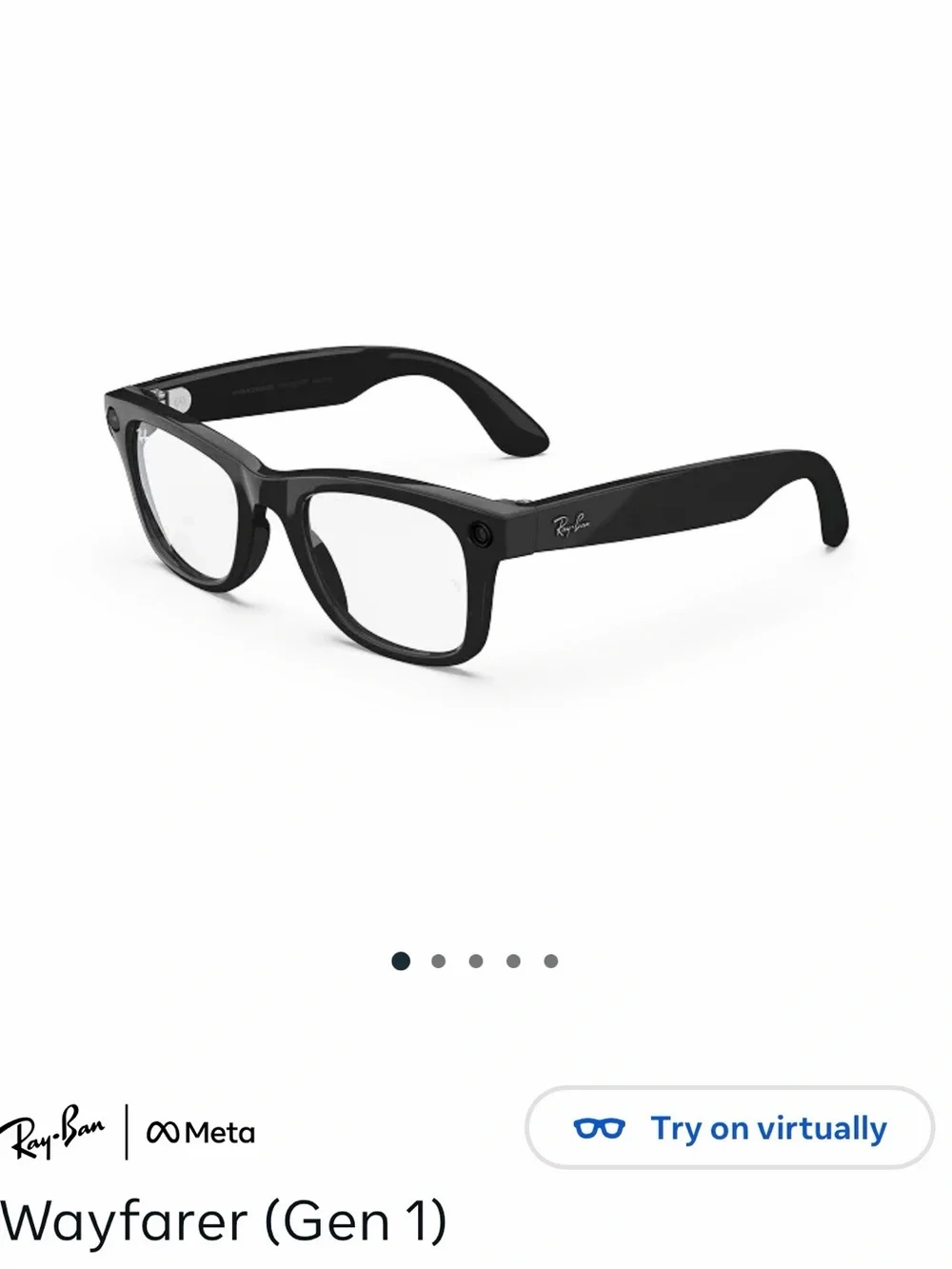 Authentic Ray-Ban Black Wayfarer Clear Lens Glasses